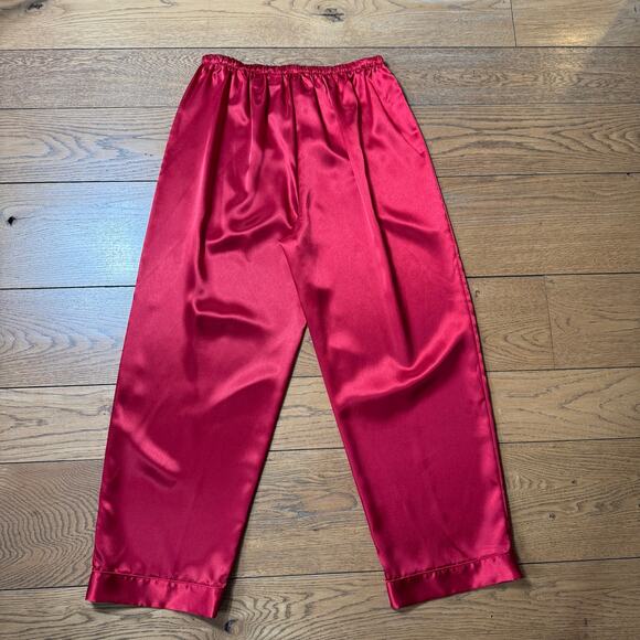 Valerie Stevens Petites 2PC Women Satin Pajamas SZ LP Red Romantic Lounge Sexy - Picture 6 of 9